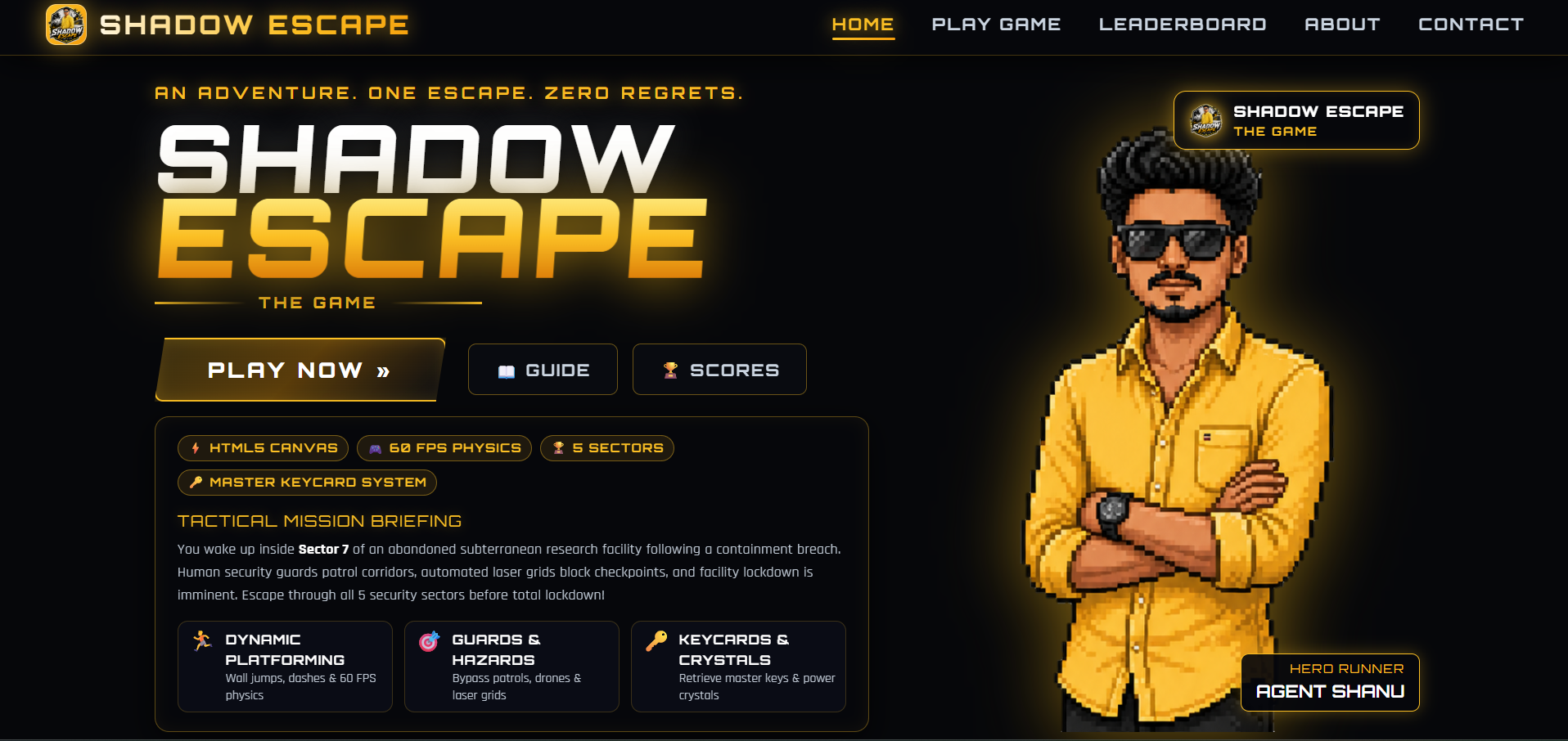 Shadow Escape HTML5 browser game screenshot 1 by Anwarsha N S