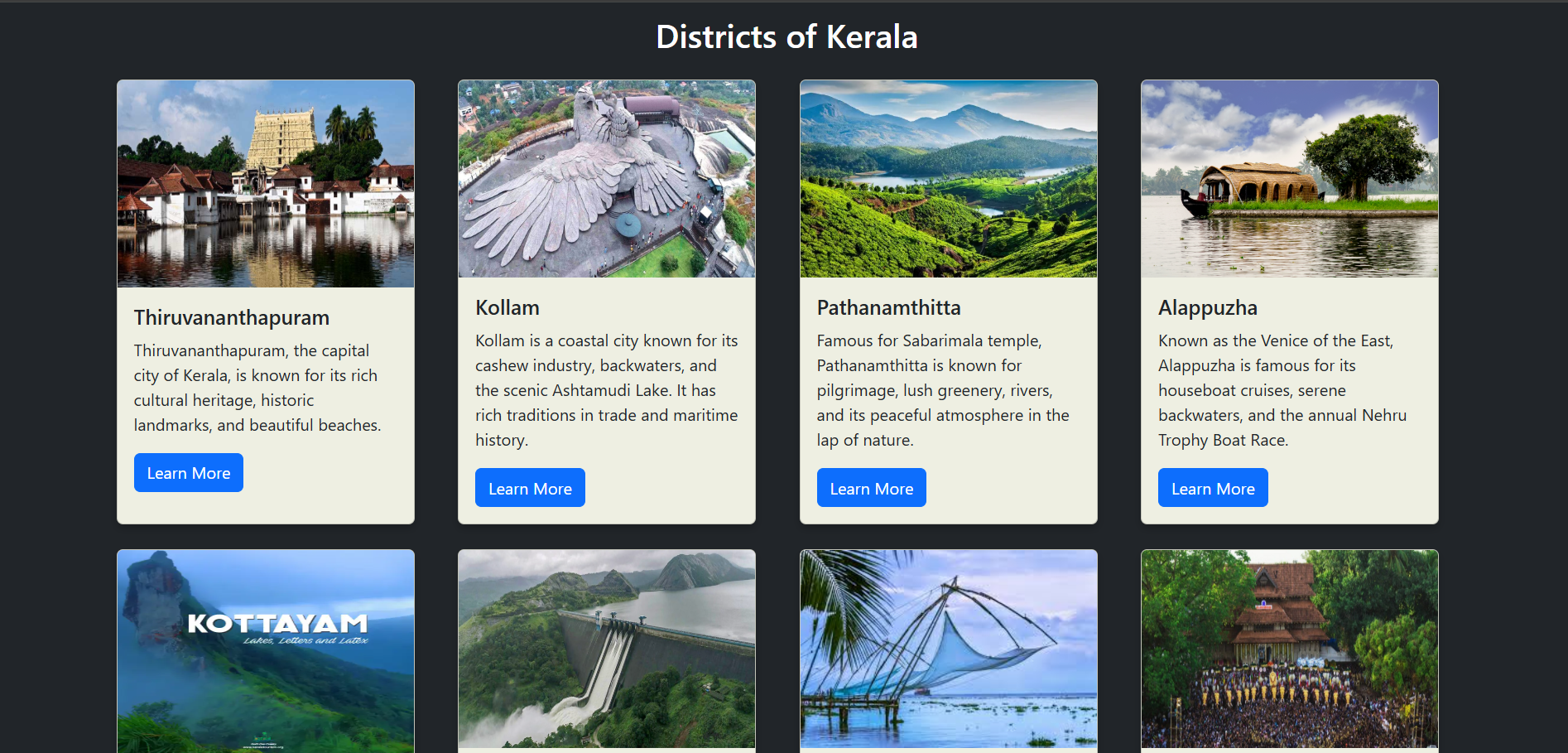 Kerala Tourism website project screenshot 2 by Anwarsha N S